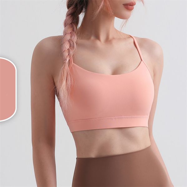 LL Yoga Gilet sportivo Tipo Intimo Running Gather Stereotypes Yoga Beautiful Back Fitness Reggiseno antiurto ad alta resistenza Abbigliamento superiore da donna Cintura Etichetta