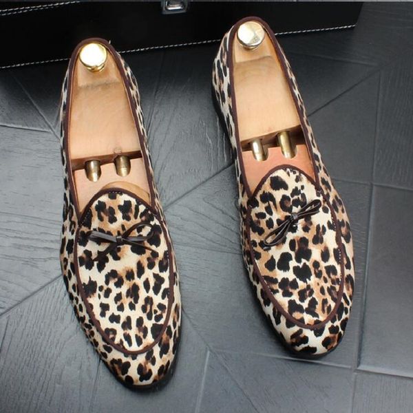 Yeni Varış Leopar Baskı Tasarım Ayakkabıları Erkek Moda Ziyafet Prom Elbiseler Nefes Alabilir Ayakkabı Sürüş Ayakkabı Youth Loafer D2H6