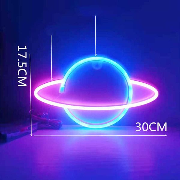 Nachtlichter LED-Neon-Nachtlichter Herz Blitz Planet Shaped Sign Hanging Neon Lamp USB Dekorative Wandleuchten für Hochzeit Geburtstagsfeier P230331