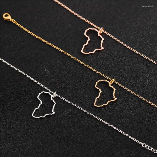 Anhänger Halsketten 3 Farben Karte Halskette Für Frauen Männer Äthiopischen Schmuck Großhandel Afrikanische Hiphop Choker Bijoux Halsbänder