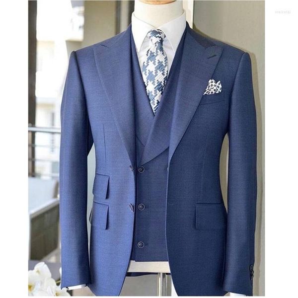 Herrenanzüge Marineblau Business Men Slim Fit 3 Stück American Style Formelle Bräutigam Smoking Für Hochzeit Männliche Jacke Weste Mit Hose