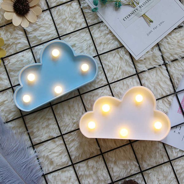 Luzes noturnas Luzes noturnas de desenho animado Cloud/Star/Shell/Heart Led Table Lamp for Children's Bedroom Decoration P230331