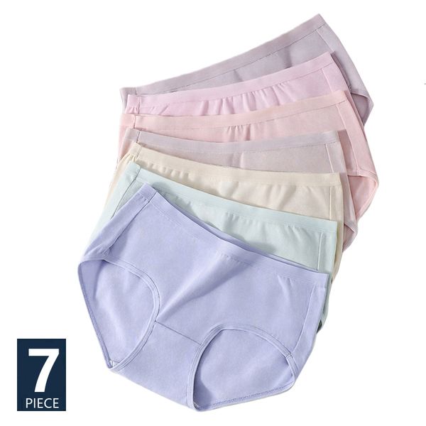 Kadın Panties 7 Parça/Set pamuklu iç çamaşırı kadınlar nefes alabilen iç çamaşırı sevimli kız iç çamaşırı düz renk iç çamaşırı seksi yumuşak iç çamaşırı 230331