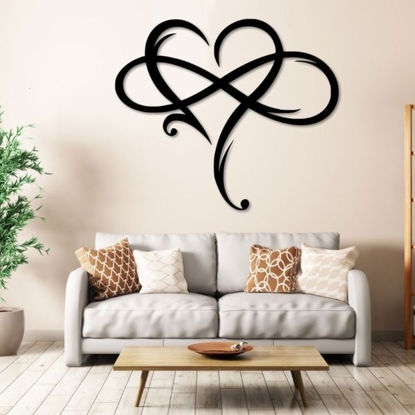 Oggetti decorativi Figurine HomeCentro prodottiMetal Infinite Heart Shape Sign Ciondolo da parete Art Love Wall Sign Decorazione da parete in metallo 230331