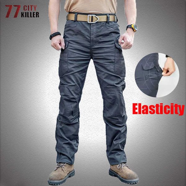 Herrenhose Herren City Tactical Pants Multi Pockets Cargohose Elastizität Military Combat Cotton Pant SWAT Army Slim Fat Freizeithose 5XL W0325