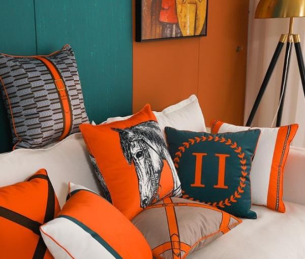 Toptan lüks turuncu kanepe yastık kılıfı yastık turuncu kırmızı sıcak turuncu model oda oturma odası yastık kılıfı backrest klasik atma