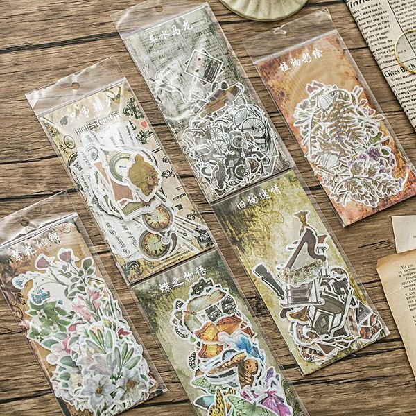 Embrulho de presente 60pcs Plant Painting Sticker Livro da mão Ledger Ins materiais Mini livros