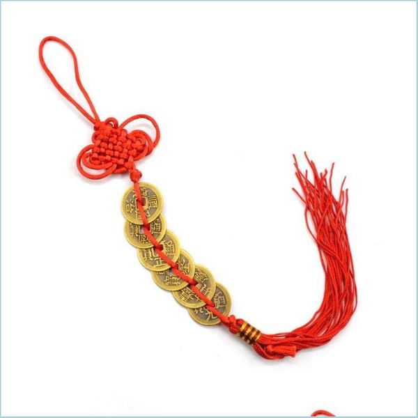 Altri decorazioni per la casa Rosso Chinese Knot Feng Shui Set di 6 cartoni fortunati antichi monete protezione prosperità per la consegna di goccia per auto della buona fortuna g dhjpm