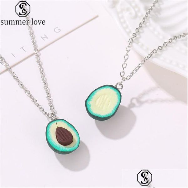 Подвесные ожерелья Docona милая форма авокадо для 2 лучших ожерелья для подруги с сердцем дружбы с доставкой Drowelr Dhgarden Dhazv