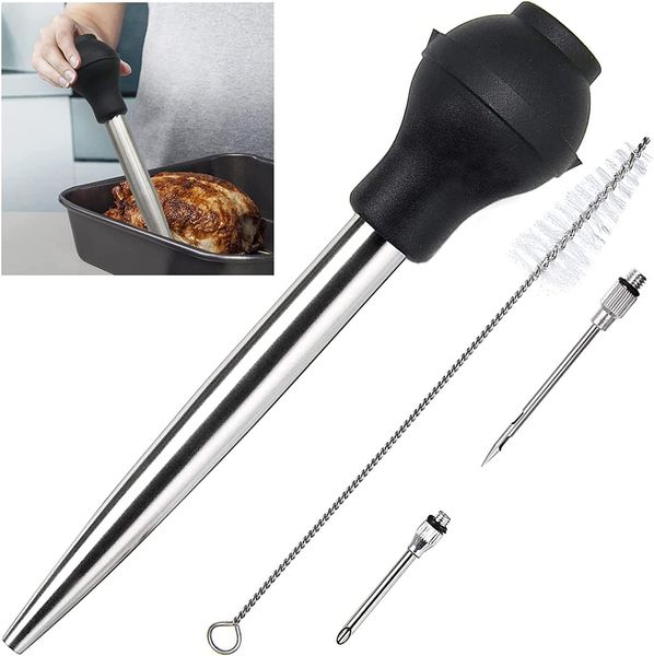 100sets NEUE Edelstahl Fleisch Injektion Werkzeuge BBQ Werkzeuge Eco Material Herkunft Typ Modell Geflügel BBQ Spritze Türkei Baster