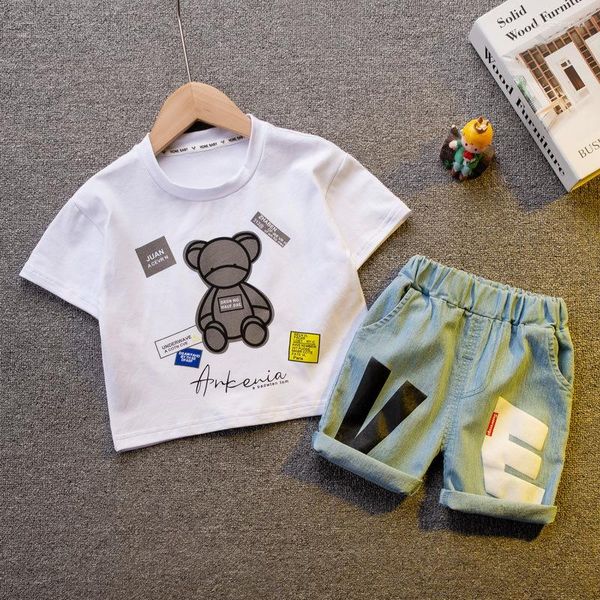 Roupas conjuntos de 1-4t meninos de menino shorts de t-shirt garotas roupas de menina ternos de crianças, verão, uso infantil infantil camisetas calças de camisetas