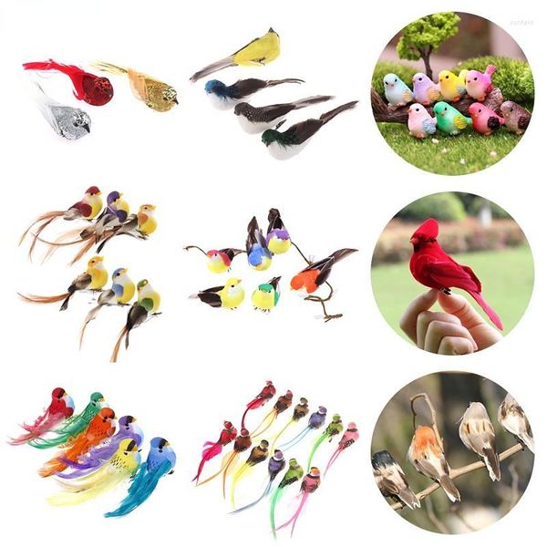 Bahçe Dekorasyonları 6 PCS Sevimli Yapay Dekorasyon Kuş Modeli Diy Serçe Renkli Mini Köpük Tüy Tülp Titrem El Sanatları Kuşları Emülasyon