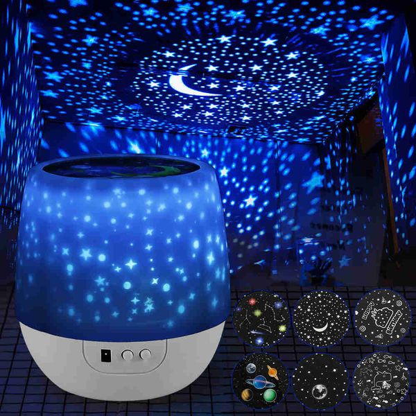 Luci notturne Star Sky Dream Projection Lamp Starry Novità Giocattolo luminoso USB LED romantico Moon Galaxy Night Light Bambini creativi Compleanno P230331