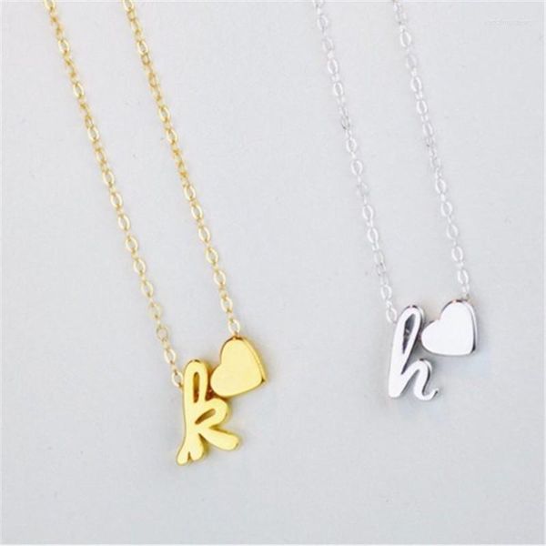 Collane con ciondolo Fashion Tiny Dainty Heart Collana iniziale Lettera corsiva Nome Gioielli per accessori Regalo fidanzata