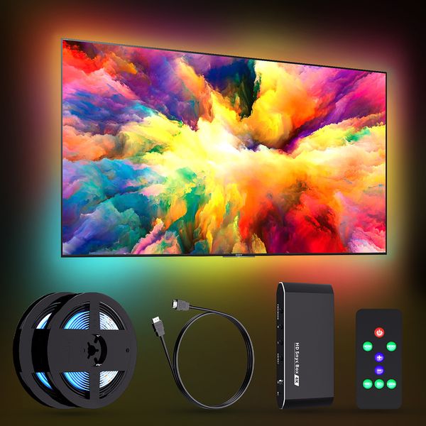 Projektoren für 5865-Zoll-TV-Heimkino-Umgebungs-PC-Hintergrundbeleuchtungsgeräte USB-RGB-Bandbildschirm-Farbsynchronisations-LED-Kit AlexaGoogle-Box 230331