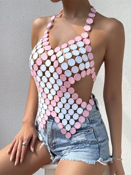 Tank da donna Sruby Donne Personalizzate Street Sexy Nightclub Resin Spell Splicing Sundificazione camisole Summer Summer