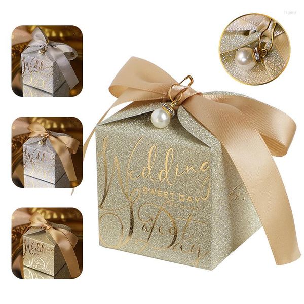 Geschenkverpackung 10/20/50pcs High-End-Hochzeit Pralinenschachtel mit Perlenband Schleife Schokolade für Geburtstag Baby Shower Party dekorieren