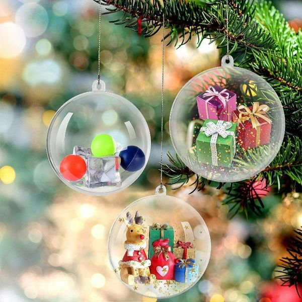 Weihnachtsschmuck transparente hohle Kugeln Anhänger für Baumschmuck klare Kugeln hängende Ornamente Weihnachten Navidad