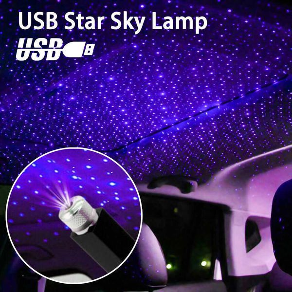 Luzes noturnas 2pcs Carro LED Roof Star Night Light Projector Atmosfera Galáxia Lâmpada USB Lâmpada decorativa Decoração de interiores Ajuste Luz P230331