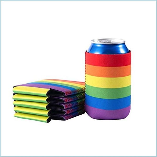 Altre forniture per feste festive Rainbow Pride Can Bottle Coolers Maniche Neoprene Insated Tema Lgbt Succo di birra Bottiglie d'acqua Manica Dhgsu