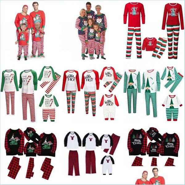 Altre forniture per feste natalizie Set di pigiami per la famiglia di Natale Papà Mamma Bambini Baby Matching Sleepwear Night Wear Drop Delivery Home Garde Dhd6U