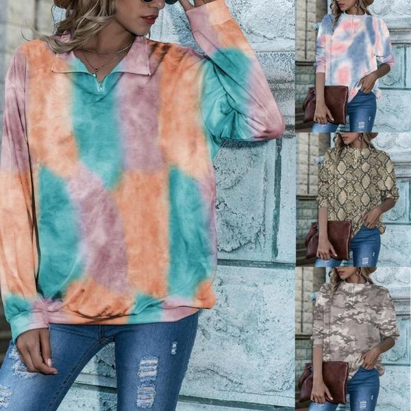 Damenblusen Tie Dyed Bluse Damenhemd Casual Fashion Korsett Langarm Dye Rundkragen Daily Tops 2023