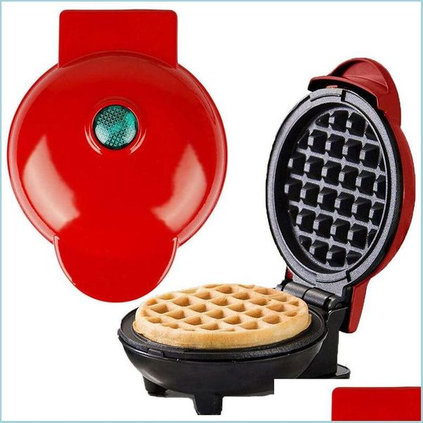 Altro Cucina Sala da bar Mini elettrico Waffle Maker 110V220V Bubble Egg Cake Forno Colazione Love Heart Waffle a forma di Eu Us Uk Pl Dh28B