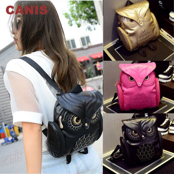 Borse da scuola US Women Lady Leather Girls Owl Backpack Travel PU Spalla casual femminile 230331