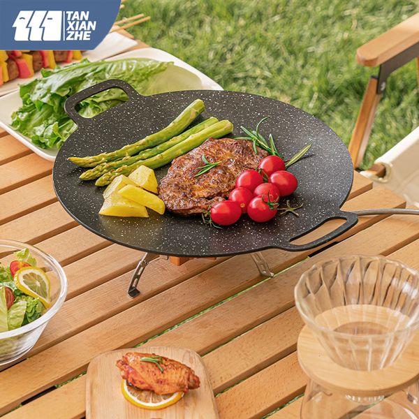 Cozinha de acampamento Tanxianzhe Camping Grill Plate Korean Churching Pot Stone Friting 230331