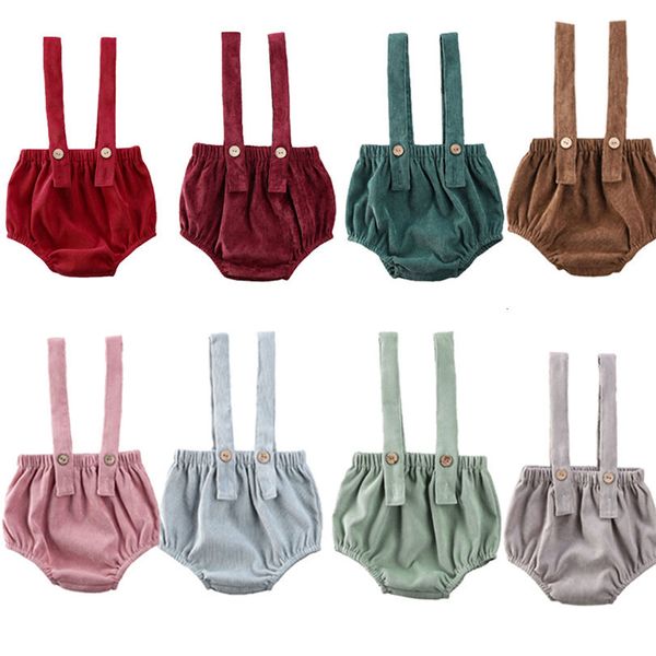 Conjuntos de roupas 8 cores Rompers de Suspender Corduroy Baby 024m Nascido para meninos de meninas de meninas de macacão shorts de sling bodysuit 2303331
