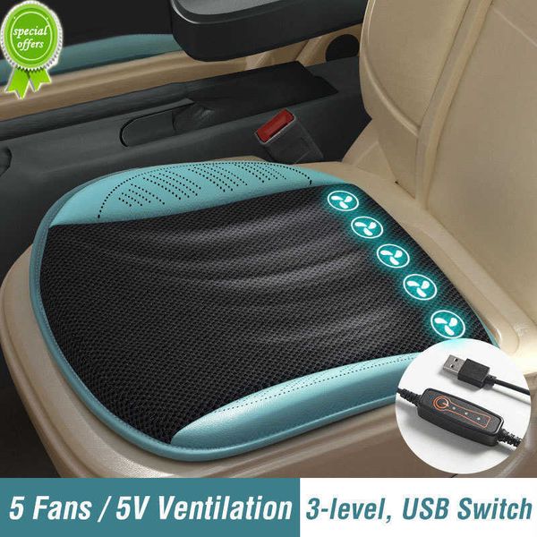 Nova almofada de assento legal de verão com ventilador USB soprando folhas de ventilação Cool Selp Self Car Seat Cooling Vest Car Acessórios