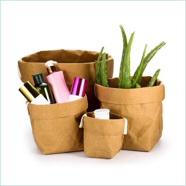 Fioriere Vasi Lavabili Sacchetto di carta Kraft Articoli vari pieghevoli Organizer Pouch Fiore Succents Pianta in vaso Fiori Home Decor Drop Deliver Dhfk5