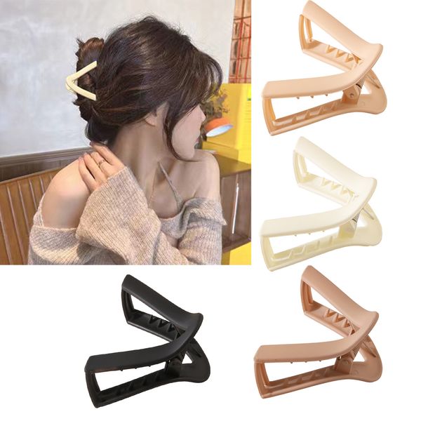 V Shapw Coreano Nastro Solido Grandi Artigli Dei Capelli Elegante Acrilico Fermagli Per Capelli Forcine Barrette Copricapo per Le Donne Ragazze S2021