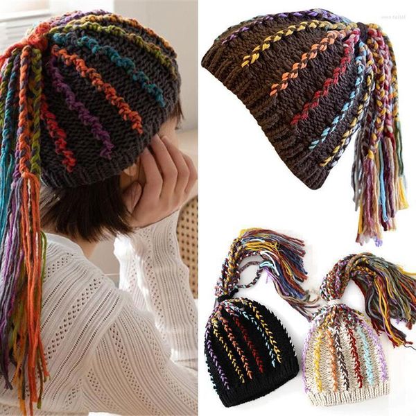 Beanies Beanie/Schädelkappen Wintermode Dirty Braids Pontails Hüte für Frauen Mädchen halten warm Okazaki Shinichi NANA Quaste Gehörschutz