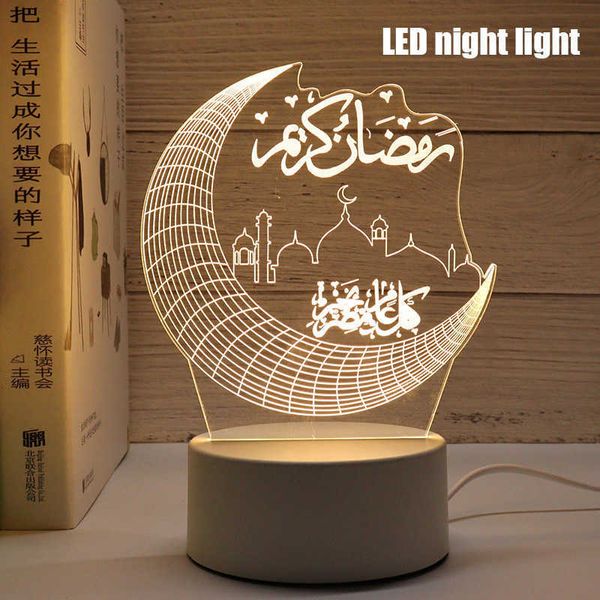 Luci notturne 3D Luce notturna Led Creativo Cartoon Castello Piccola lampada da tavolo USB Camera da letto Lampada da comodino Acrilico Luce calda Decorazione Ramadan 2023 P230331