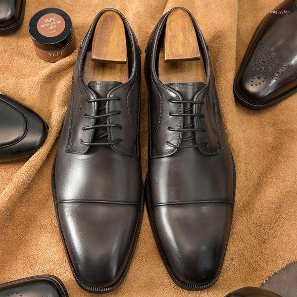 Scarpe eleganti da uomo di lusso italiane 2023 Autunno Designer Matrimonio Abito sociale Vera pelle Qualità Moda Derby nero Business