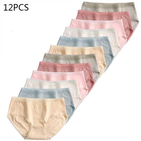 Women's Panties 12 Pieces Underwear Women's Cotton High Waist Weight Loss Underwear Women's Underwear Soft Breathable Sexy Women's Breathable Underwear 230331