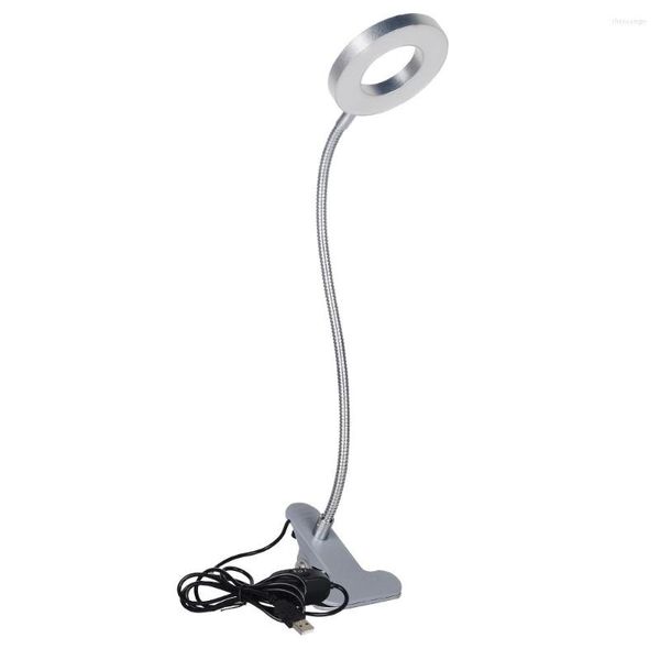 Lampade da tavolo USB Clip Light Luci da lettura Lampada da scrivania a LED Bi-colori 360 ° Flessibile a collo di cigno Protezione degli occhi Morsetto per libri Letto Notte