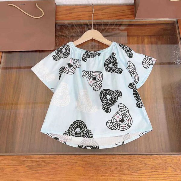 23SS Дизайнерская детская рубашка с коротким рукавами рубашки малыш