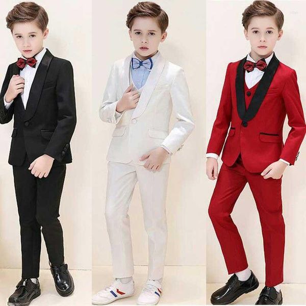 Abiti da uomo Bianco Neonati maschi Costume nero per ragazzo 2023 Blazer per bambini rossi Abito su misura Abiti da cerimonia per bambini Abbigliamento per bambini