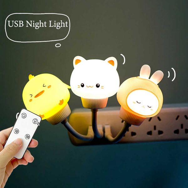 Luzes noturnas LED CRIANÇAS CRIANÇAS NOITE NOITE LUZ USB Lâmpada noturna Controle remoto Urso/Decoração de gato Luzes de decoração para crianças Lâmpadas de cabeceira de desenho animado P230331