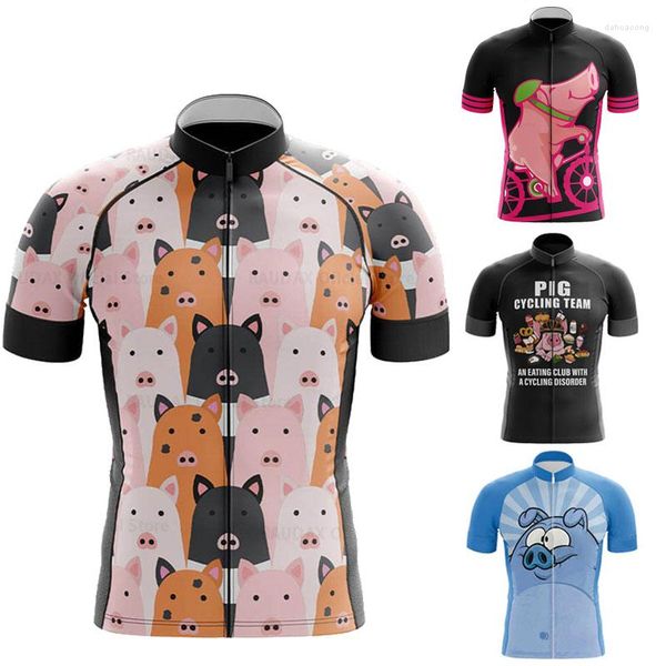 Racing Jackets 2023 Fashion Pig Cycling Jersey Summer Short Sleeve Super Carttoon Anime Mountain Road Bike Riding Shirts