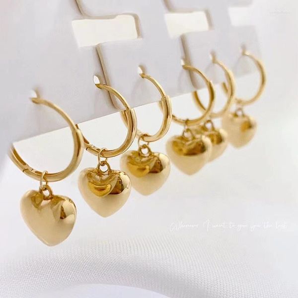 Orecchini a cerchio YUNLI orecchino in vero oro 18 carati puro AU750 goccia a cuore vintage per regalo di gioielleria da donna