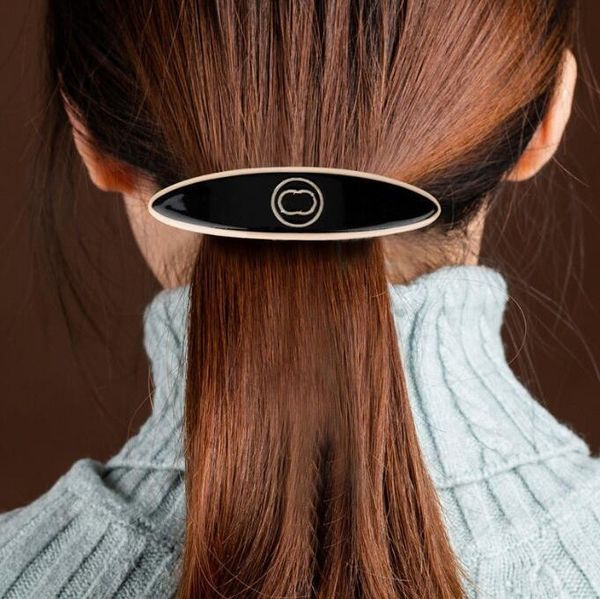 Luxo Barrettes Designer Womens Girls Hairpin Brand preto e branco Classic One Word Spring Clip Fashion Hair Clip