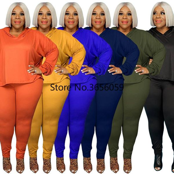 Roupas étnicas plus size 5xl 2 peças Roupa as mulheres com capuz esticado de capuz solto leggings jogador de caça de outono.