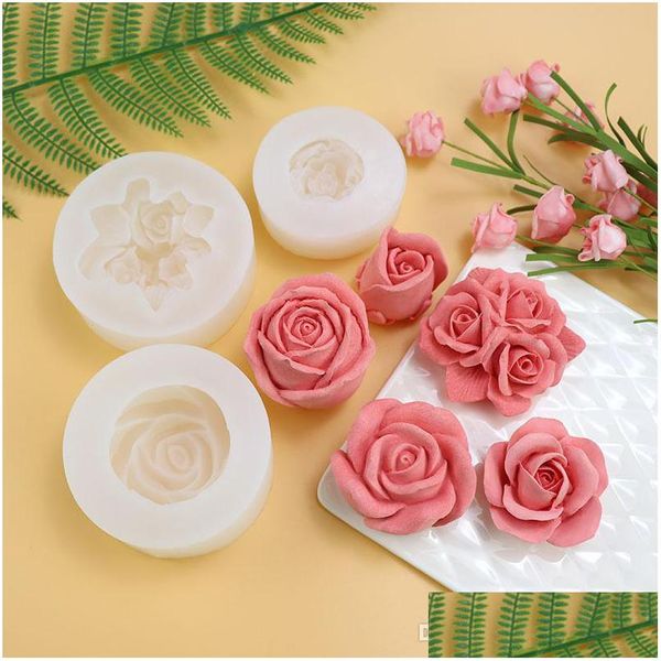 Stampi da forno Stampo Big Sile Sapone Candela Fondente Fare 3D Forma di fiore rosa Fai da te Pasticceria Strumento di decorazione torta Consegna a domicilio Garde Dhgoh