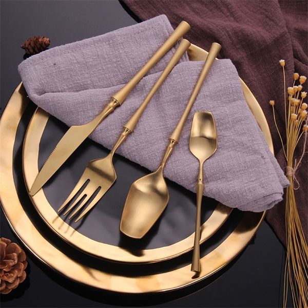 Conjuntos de utensílios de jantar 24 peças espelho fosco aço inoxidável preto dourado de mesa prateada lacre de faca de faca de tabela de tabela 230331