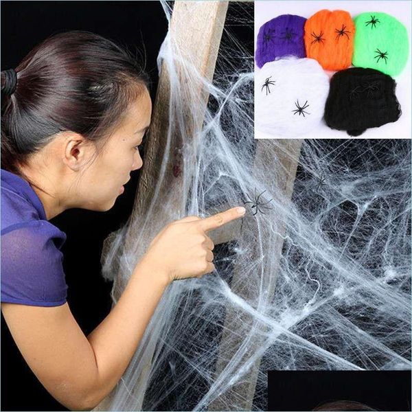 Altre forniture per feste festive Halloween Spider Web Elastico Ragnatela 20G Ktv Bar Casa stregata Puntelli Decorazione Drop Delivery Home Gar Dhcbc