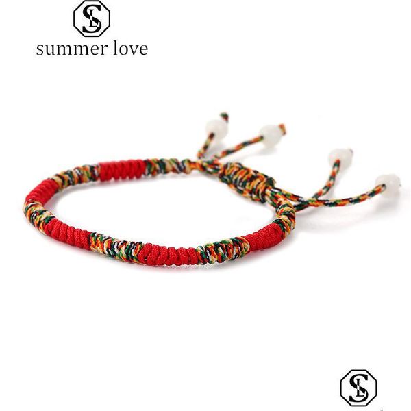 Cadeia nova chegada corda vermelha pulseiras tibetanas para mulheres moda amor charme Lucky Knots tecidos Bracelete artesanal Dia dos namorados dhgarden dht7a