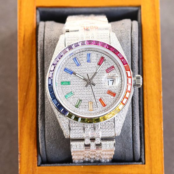 Смотреть женские алмазы Rainbow Circle Watch Move Automatic Montre Mechanical Classic Rainbow Cirgl Diamond Watch Band Sapphire Водонепроницаемые светящиеся часы